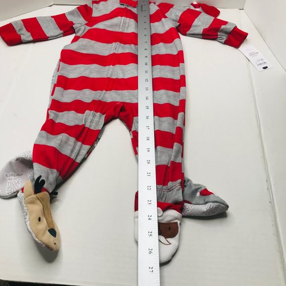 2 Pack Just One You Made By Carter's Baby 12 Month Dark Santa Footed Pajama New - Picture 15 of 16